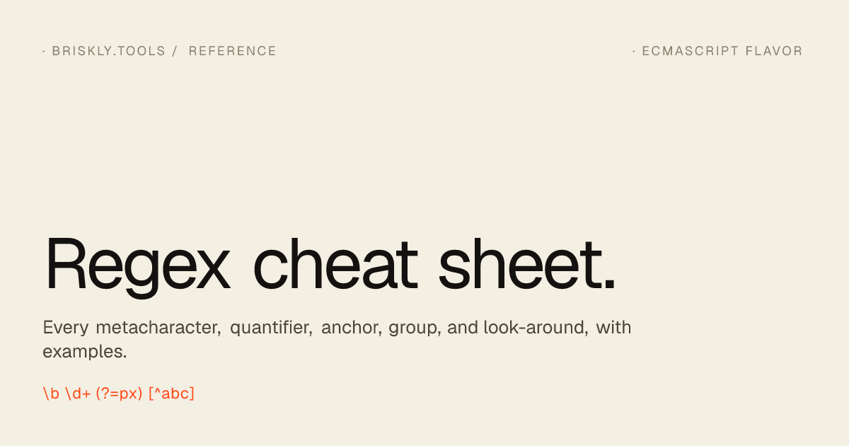 Regex Cheat Sheet: Metacharacters and Quantifiers | Briskly